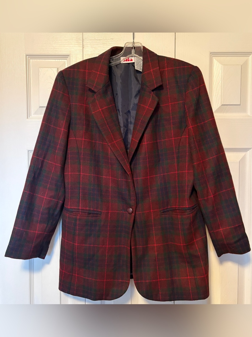 Vintage Alia Plaid Blazer Jacket Red Green Ralph Lauren Vibe Old Money 8 Medium